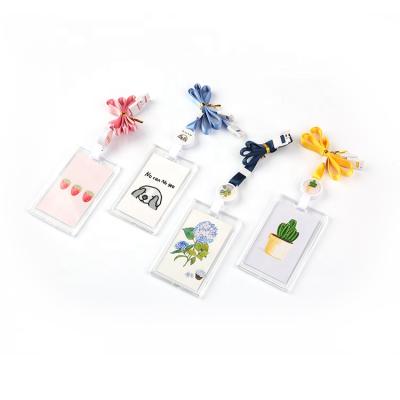 China QORI Acrylic Business Card Badge Plus Custom Plastic 1.0cm Lanyard ID Card Holder Metal Credit Card Holder for sale