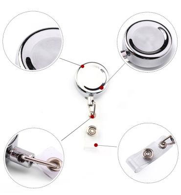 China Office Badge Reel Steel Retractable Carabiner Badge Reel Felt Badge Reel for sale