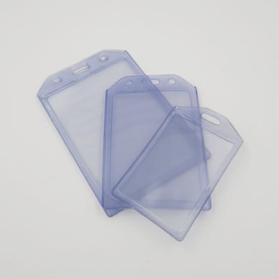 China Business Customized Clear Plastic Business Vertical PVC Name ID Badge Card Holder for sale