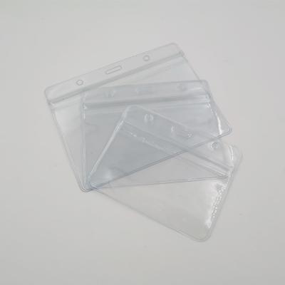 China Custom PVC Horizontal Soft Transparent Business Waterproof Clear Name ID Card Holder for sale