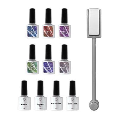 China Hot Selling 3 WEEK High Gross Wear Amazon Magnetic 9D Cat Eye LED Soak Off Gel Polish Glitter Kit OEM ODM Bottle 6 Colors Set UV Gel Nail Polish nails for sale