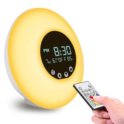 China Touch Controlled+Remote Wake Up Light Alarm Clock Sunrise Sleep Night Light For Kids Improve Music Soft Light 9 Colors Sleep Remote for sale