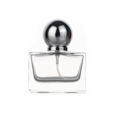 China Square 30ml Square Perfume Bottle Glass Transparent Perfume Bottle With Round Lid for sale