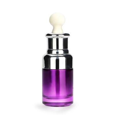 China Portable Gold Supplier Purple Glass Bottle For Hair Oil Dropper Bottle 30ml for sale