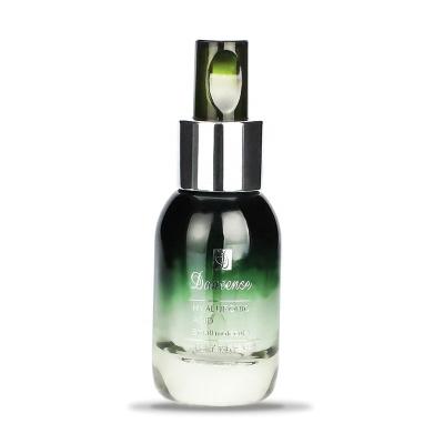 China Portable Luxurious Green Round Gradient Dropper Bottle 60ml Glass Serum Dropper Bottle for sale