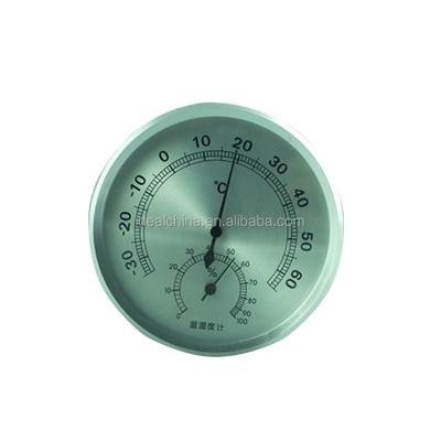 China Stainless Steel Outdoor Clock Hygrometer Thermometer Round Celsius for sale