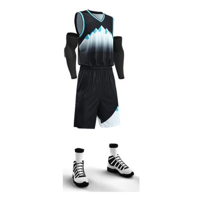 China Breathable Reversible Basketball Uniforms Mesh Uniforms USA Design Gold Black And Silver Basketball for sale