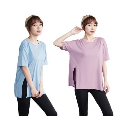 China 2022 Hot Selling Breathable Sports Yoga Short Sleeve Tops For Women Quick-drying Casual Loose Running T-shirt Yoga Clothes for sale