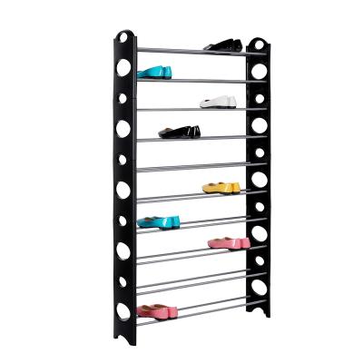 China Hot Sale Adjustable 10 Tier(Size) Standing Shoe Rack Organizer Tower Stackable Shoes Portable Storage Shelf for 30 Pairs of Shoes for sale