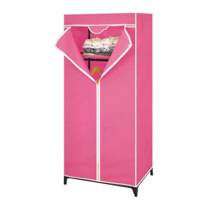 China Large Collapsible Fabric Canvas Wardrobe With Hanging Rail Shelving Clothes Storage Closet for sale