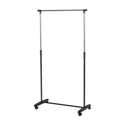 China Durable Heavy Duty Metal Single Clothes Rail Rack Rack On Wheels for sale