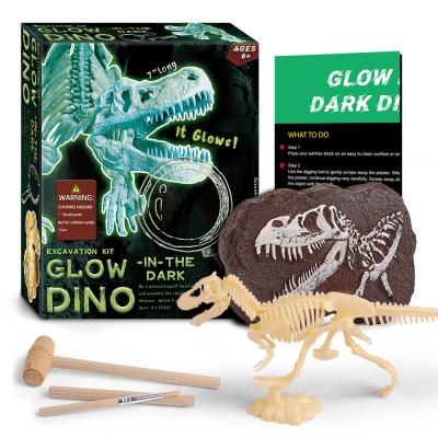 China New Toy Educational Children Hmade Mud Tyrannosaurus Diy Excavation Rex Luminous Dinosaur Fossil Archaeological Male Girl Toys for sale