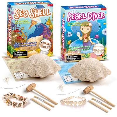 China Creative Excavation Birthday Gift Girl Young (7-14 Years) Children's Archaeological Frontier Toy Shell Pearl Bracelet Girl Puzzle DIY for sale