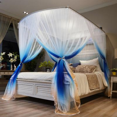 China Three Door U-shape Rail Folded Palace Folding Large Mosquito Nets Cheap Fashion Adult Mosquito Nets for sale