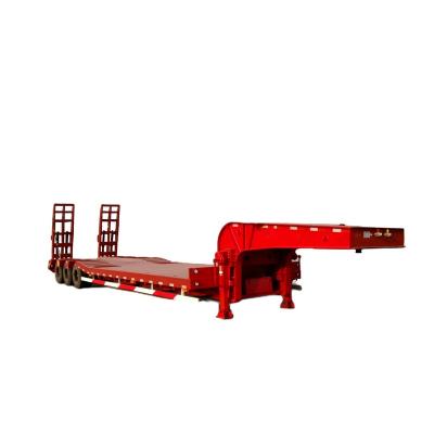 China Low Bed Trailer Truck Low Bed Trailer Flat Bed Skeletal Extendable Semi Trailer With Hydraulic Ramps Trailer For Sale for sale