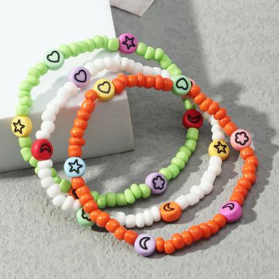 China Boho Diy Cute Handmade Colorful Acrylic Beaded Jewelry Sets Custom Cute Name Letter Friendship Bracelets for sale