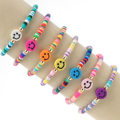 China Colorful Polymer Clay Stretch Bracelet Jewelry Custom Smiley Face Beads Accessories Cute Hot Sale Diy Bracelets TRENDY for sale