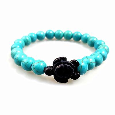 China TRENDY Fashion Natural Semi Precious Stone 7 Chakra Diffuser Turtle Beaded Bracelet Yoga Energy Healing Jewelry Stretch Bracelets for sale