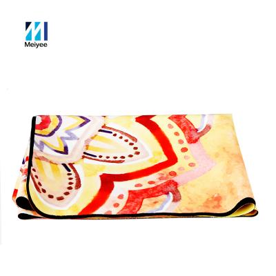 China Factory Supply Hign Quality Non-slip Portable Digital Printing Nature Rubber Microfiber Yoga Mat for sale