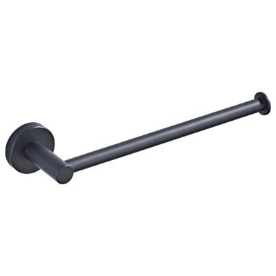 China Wall Mounted BACKREST Bathroom Frame Single Round Seat All Black Short Towel Bar for sale