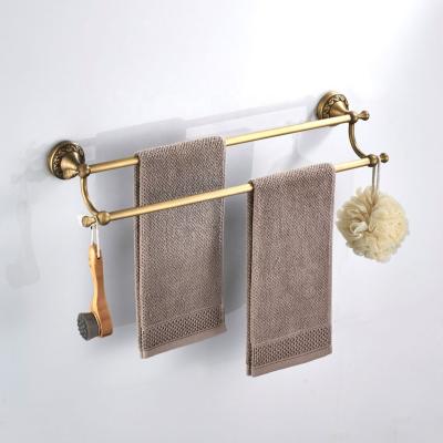 China Best Selling Retro Style Brass Chrome Double Door Wall Mounted Towel Racks Set for sale