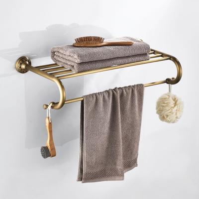 China Retro Style Antique Brass Hotel Retro Style Design Metal Bathroom Towel Rack Steel for sale