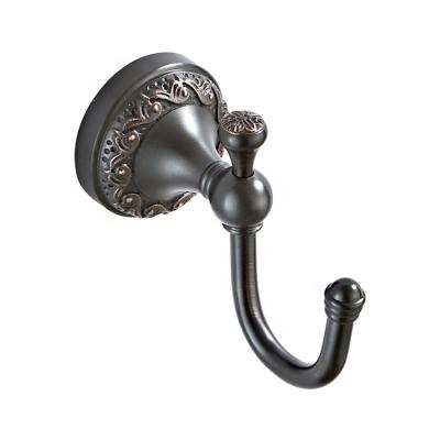 China Retro MEDITERRANEAN SEA household wholesale bathroom round frame wall mounted embossed black copper hook for sale