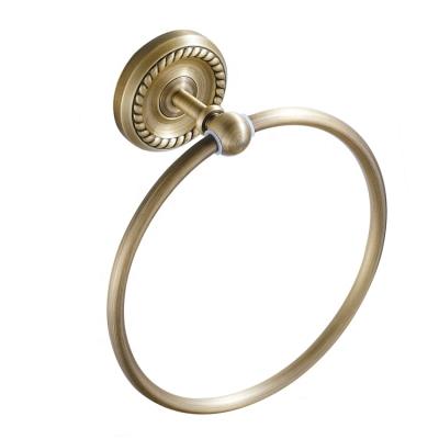 China 8 Inch Modern Classic Round Chassis Bronze Copper Bathroom Wall Mounted Round Towel Ring for sale