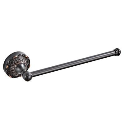 China BRIEF Retro Black Round Bottom Embossed Plate Wall Mount 29 Cm Short Brass Material Towel Rack for sale