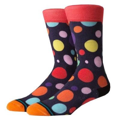 China Antibacterial high quality custom fashion logo colorful polka dots crew socks for sale