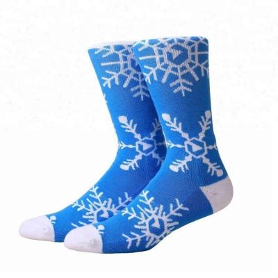 China Antibacterial Knit Medium Cushion Calfskin Snowflake Design Custom Christmas Mid Socks for sale