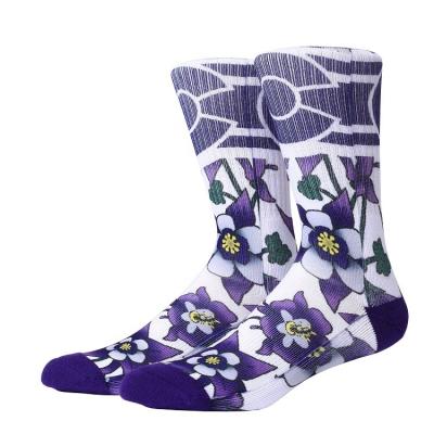 China Custom floral pattern unisex dye sublimation antibacterial all over print sock for sale