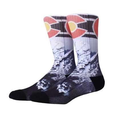 China Antibacterial Rock Irons OEM Colorado Flag Socks Supplier Custom Sublimation Printed Socks for sale