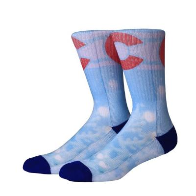 China Antibacterial Premium Pattern Sublimated Socks Factory Custom 3d Snowflake Printed Socks for sale