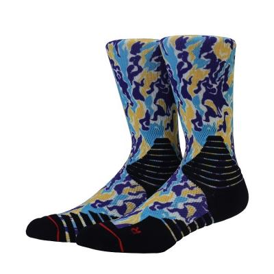 China Antibacterial Athletic Combed Cotton Medium Cushion 360 Degree Digital Printing Selective Terry Socks for sale