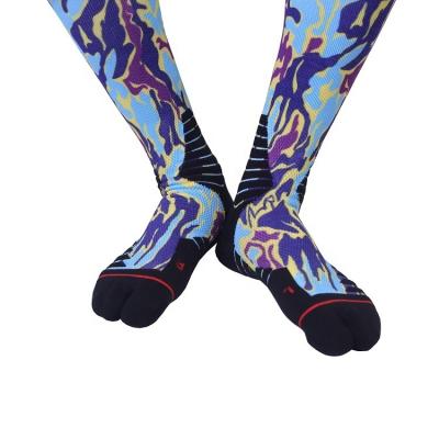 China 360 Degree Digital Printing Athletic Selective Elite Terry Antibacterial 144 Needle Cushioned Tabi Socks for sale