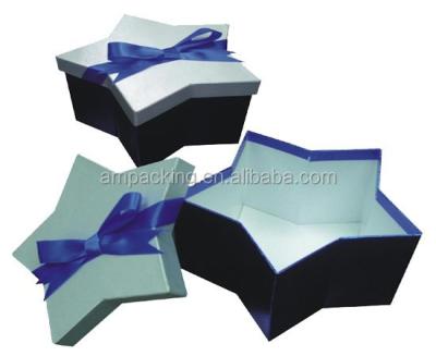 China Star Shape Recyclable Paper Gift Box With Ribbon Craft Star Packing Box for sale