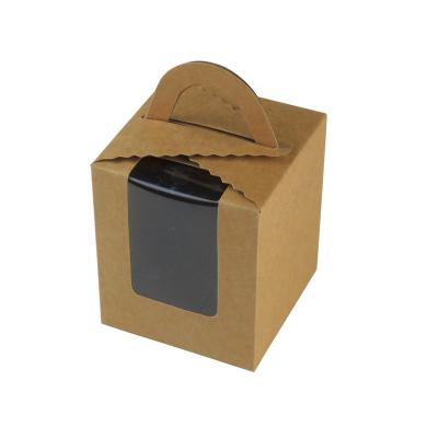 China Recyclable Natural Kraft Paper Cardboard Cardboard Box With PVC Window For Snacks Pastry Cake Packaging for sale