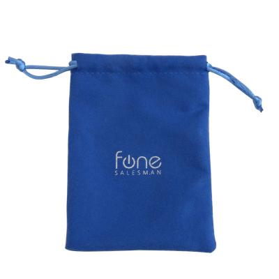 China Disposable Gift Velvet Cotton Pouch For Jewelry Packaging Bag With Ribbon And Foil Logo for sale