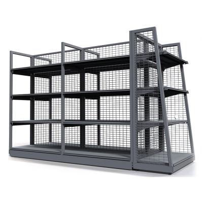 China Customized Gondola Double Sided Metallic Supermarket Shelves Double Sided Shop Wire Shelves Supermarket Shelf for sale