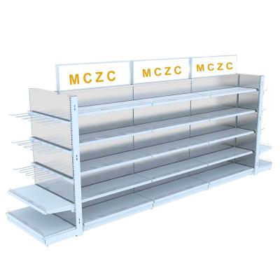 China Customized Double Sided Gondola Shelving Supermarket Shopping Display Stand Supermarket Metal Shelves for sale