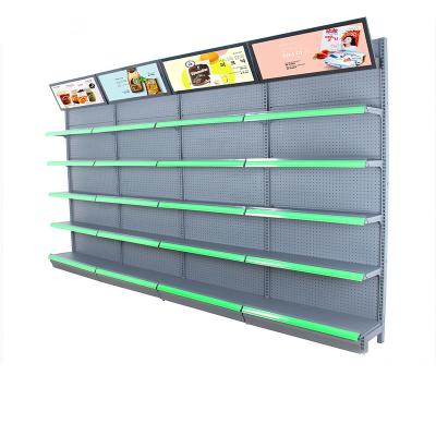 China Supermarket Single Sided Display Rack Wall OEM Single/Double Side Shelf Freely Combine Gondola Shelves For Sale for sale