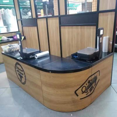 China OEM/ODM Grocery Counter Convenience Retail Store Service Double Sided Cashier Checkout Counter for sale