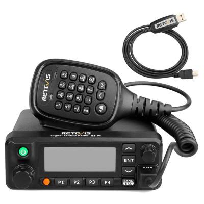 China Dual Band GPS Function RT90 GPS Digital Mobile Radio Transceiver 136-174MHz/400-480Mhz 50W 3000CH Amateur Mobile Radio Function+Cable Disc for sale