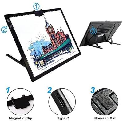 China Pattern Trace/Light Box A3 Wireless Portable Size LED Rechargeable Light Pad /Graphic Design /Art Litup USB /Battery Operated Used in Animation, Drawing, Sketching for sale