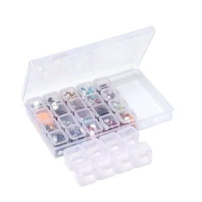 China Excellent Quality 28 Grids Viable Diamond Painting Tool Plastic Box for Diamond Beads Storage for sale