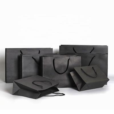 China Recyclable Luxury Boutique Packaging Printing Black Private Label Gift Paper Bag A4 Custom Size for sale