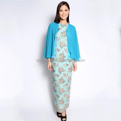 China Hotsale traditional dress baju malaysia kurung o neck floral kaftans fashion jubah elegant abaya US size for sale