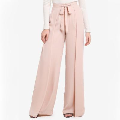 China High Quality Breathable Foam Crepe White Palazo 2018 Hot Selling Design Women Empty Palazzo Pants for sale