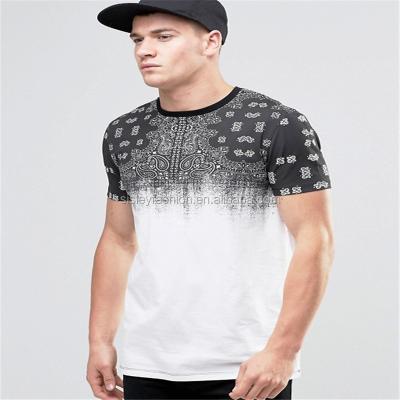 China Anti-pilling Aplet T-shirt with Bandana Print Faded Yoke for sale